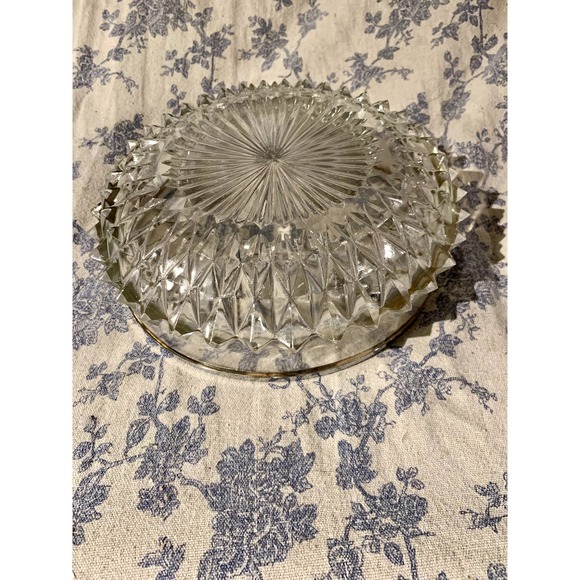Vintage Diamond Point Crystal Bowl with Silver Plated Rim Celtic Made in England - Picture 6 of 13